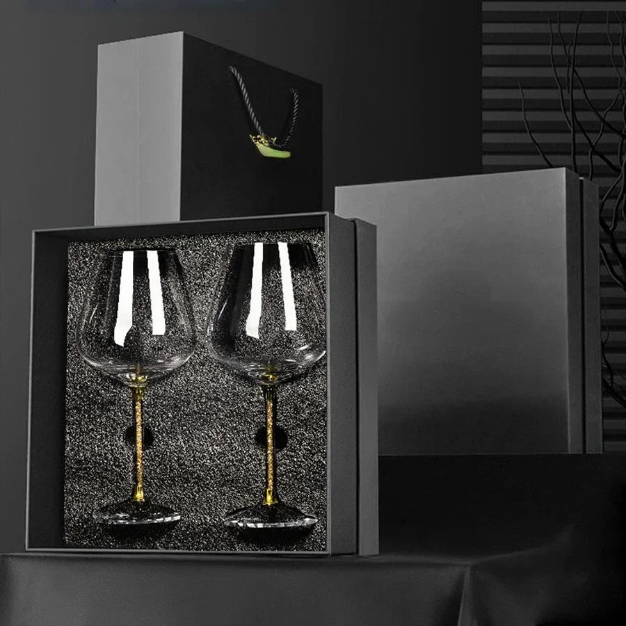 Elegant Luxury Crystal Wine Glasses - Set of Tall Party Flutes