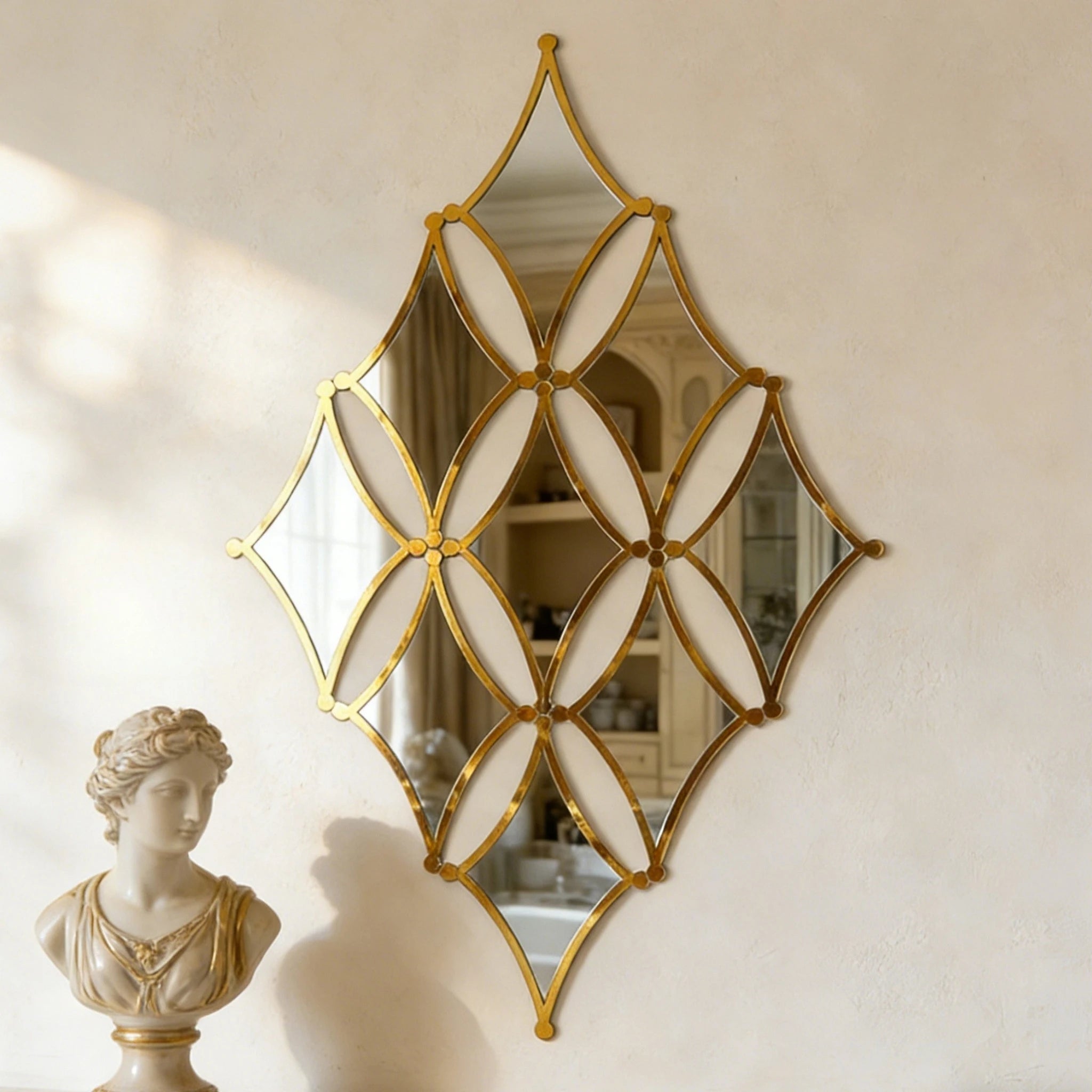 Elegant Golden Acrylic Wall Mirror - French Style Decor
