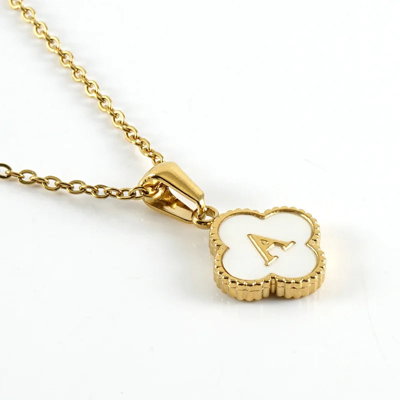 Elegant Initial Letter Necklace - Lucky Shell Gold Pendant