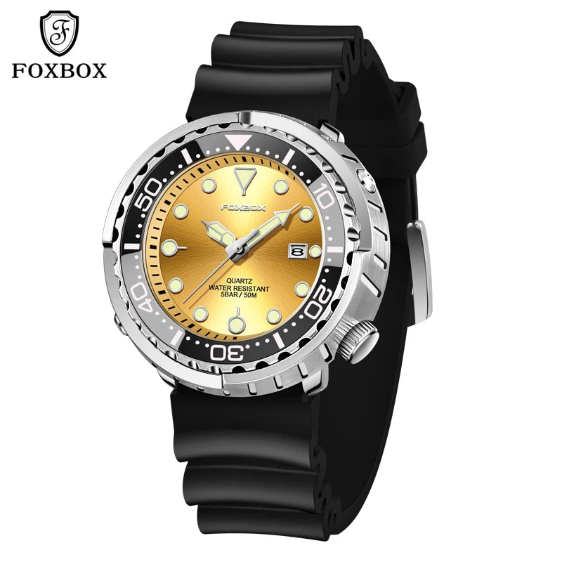 Luxury Mens Quartz Watch - 5ATM Waterproof Sports Clock