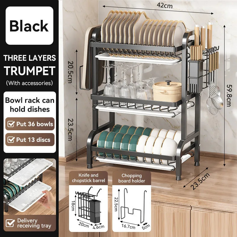 Premium Kitchen Tableware Organizer - Multi-use Drain Rack