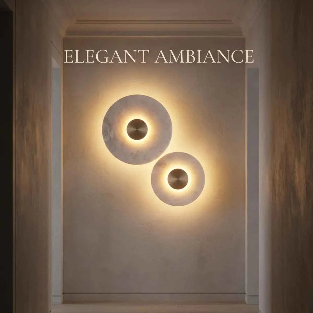 Luxury Marble LED Wall Lamp - Round Copper Sconce