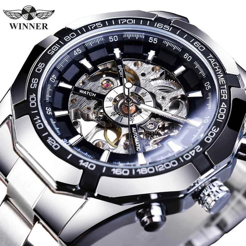 Classic Skeleton Mechanical Watch - Luxury Stainless Steel Wristwatch