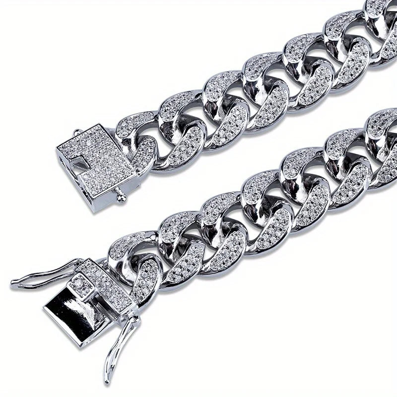 Premium Men's Cuban Link Bracelet - Iced Out Crystal Bling