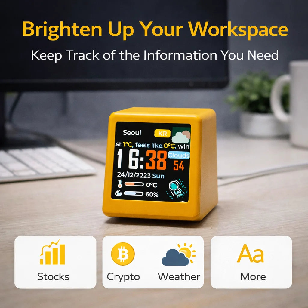 Premium Smart WiFi Desk Clock - Real-Time Data Display