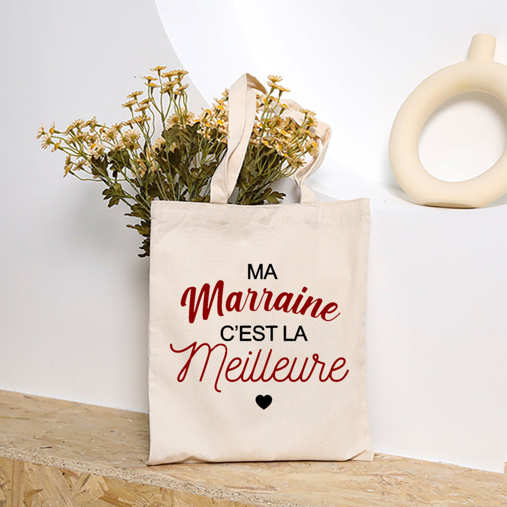 Premium Godmother Gift Bag - Elegant Canvas Tote