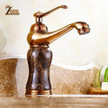 Elegant Gold Bathroom Faucet - Coffee Marble Mixer Tap