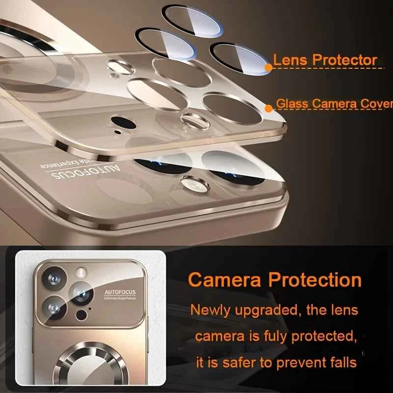 Luxury Glass Camera Magnetic Wireless Charge Case