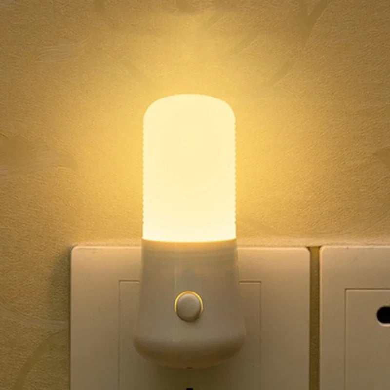 Elegant LED Wall Socket Light - Push Button Night Lamp