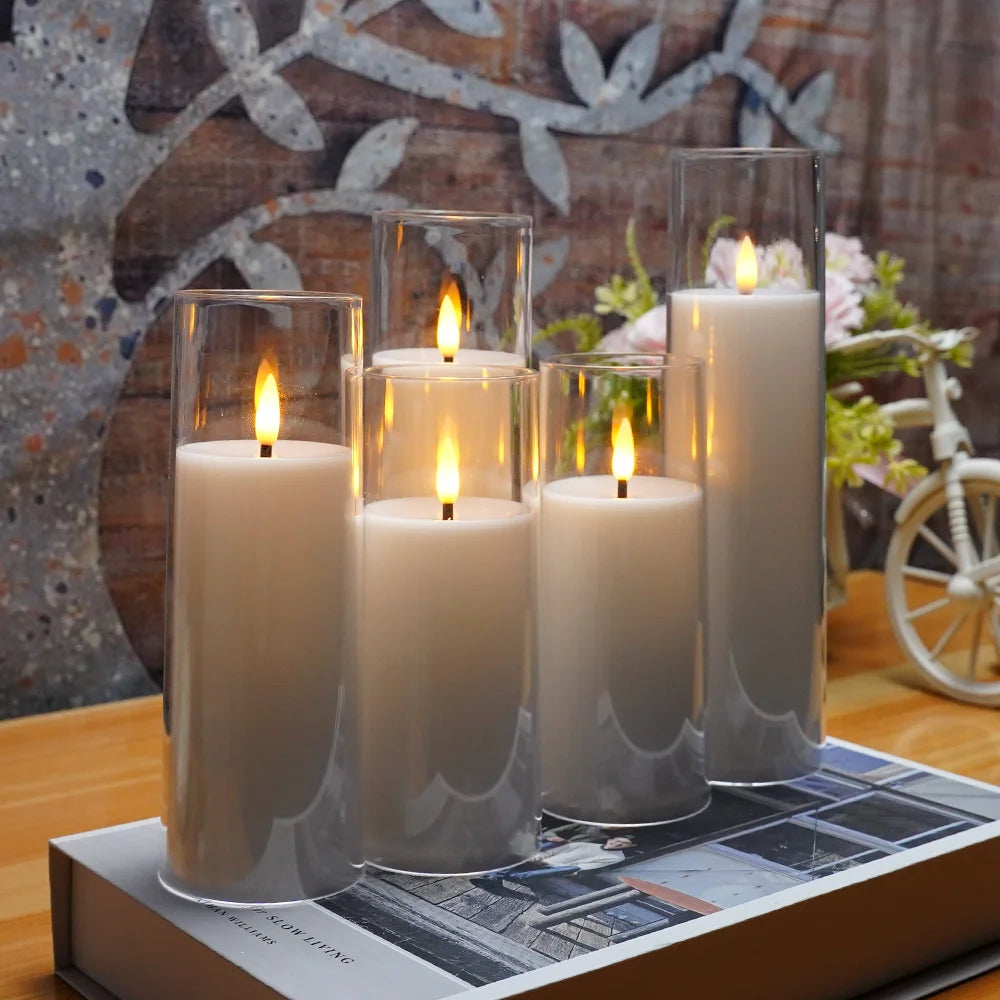 White LED Candle Lights with Remote Control - Flameless Home Decor Candle Set of 5 - Tulique