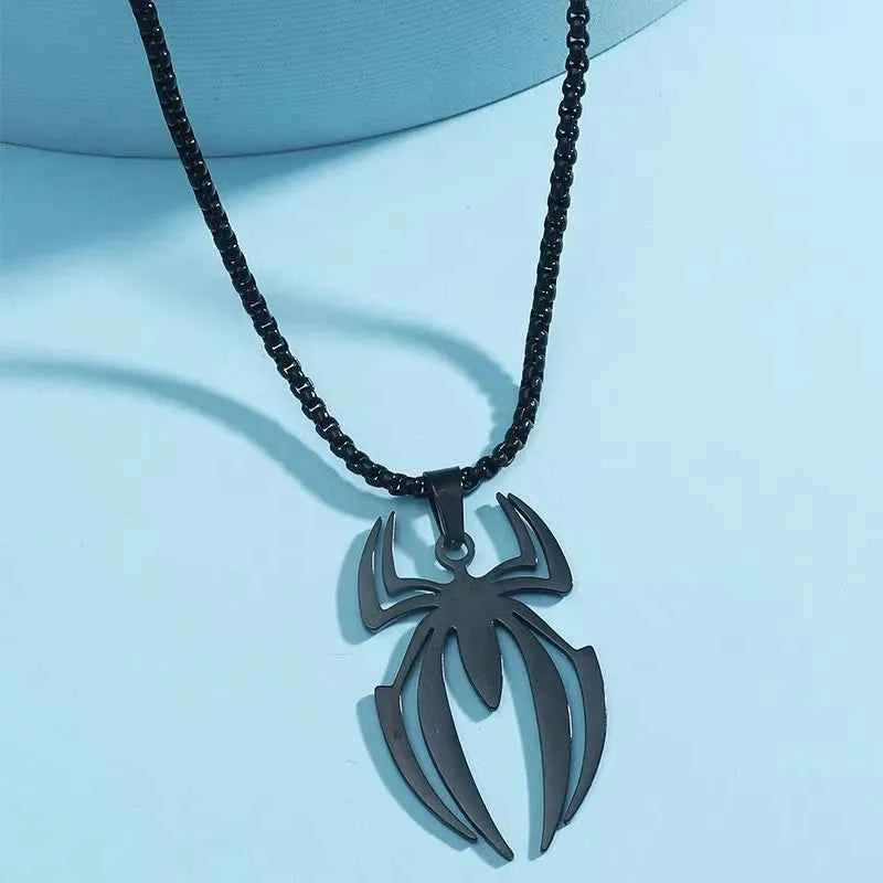Spider Shape Cosplay Necklace Men Stainless Steel Pendant Chain Choker Jewelry Accessories Props Gift