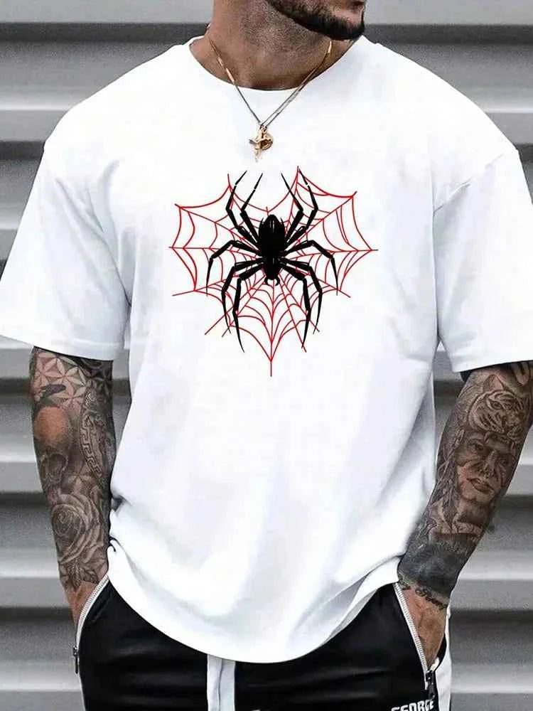 Premium Spider Print Men's T-Shirt - Streetwear Short Sleeve Tee