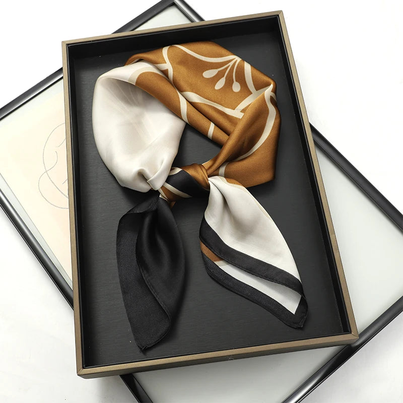 Luxury Silk Scarf - 70x70cm Square Shawl & Headband