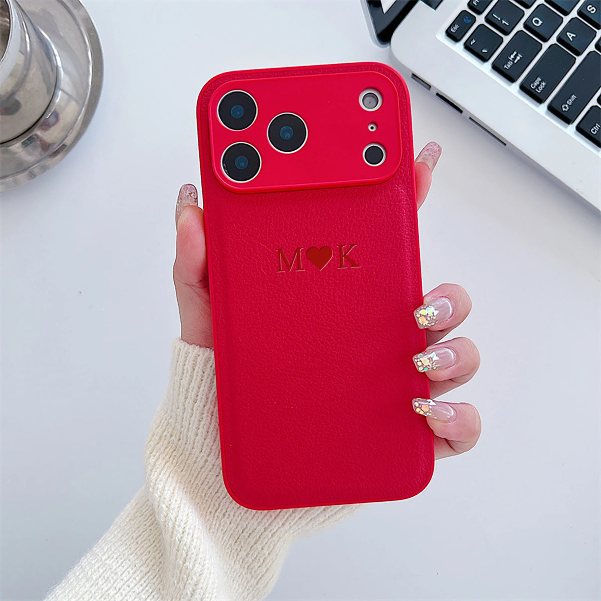Luxury Personalized Faux Leather Phone Case - Custom Monogram Cover