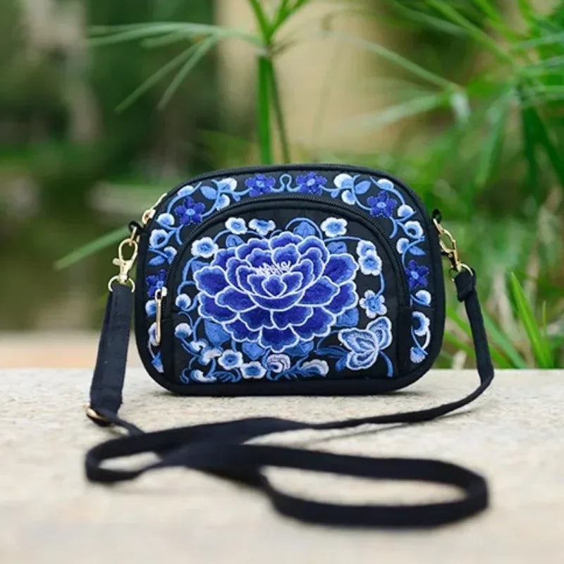 Elegant Embroidered Crossbody Bag - Vintage Floral Design