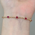 Elegant Ruby Diamond Bracelet - Gold-Tone Charm Jewelry