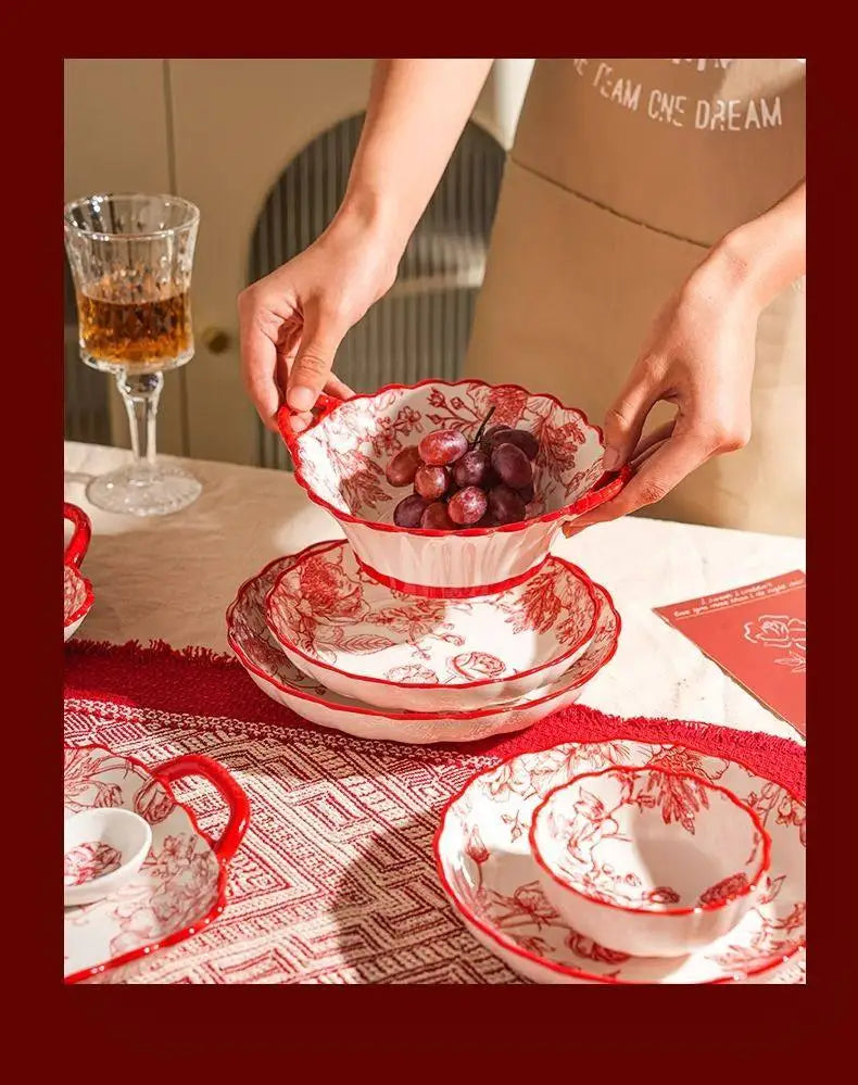 Elegant Luxury Red Dinner Set - Italian Ceramic Plates