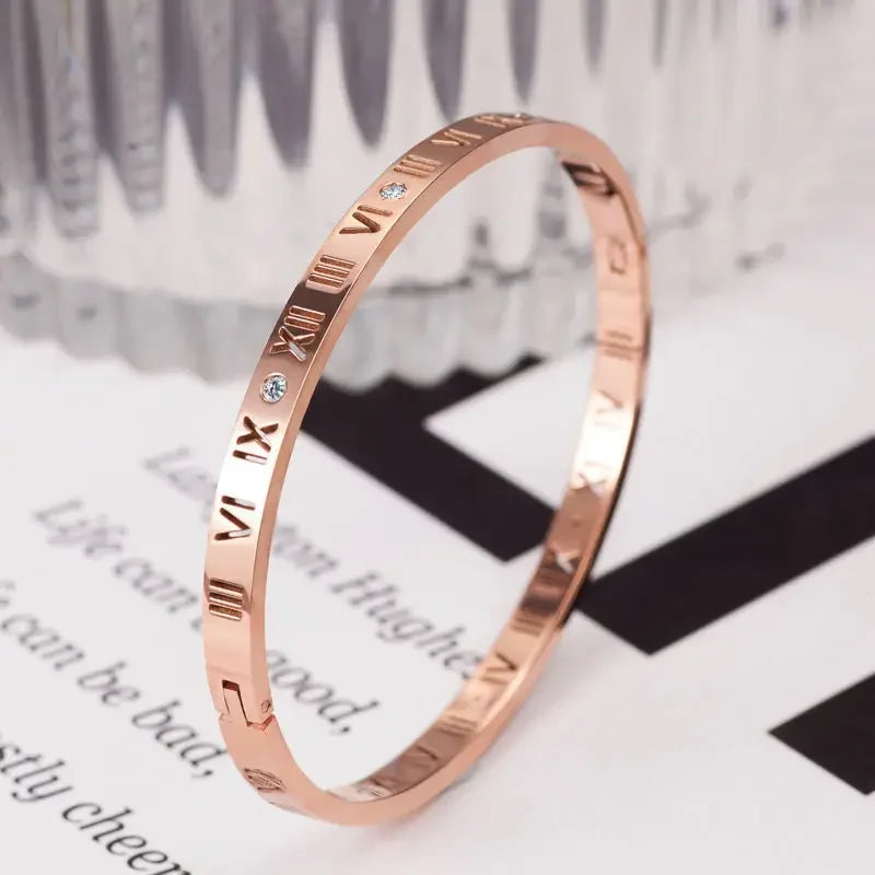 Luxury Roman Numerals Bracelet - Stainless Steel Elegance