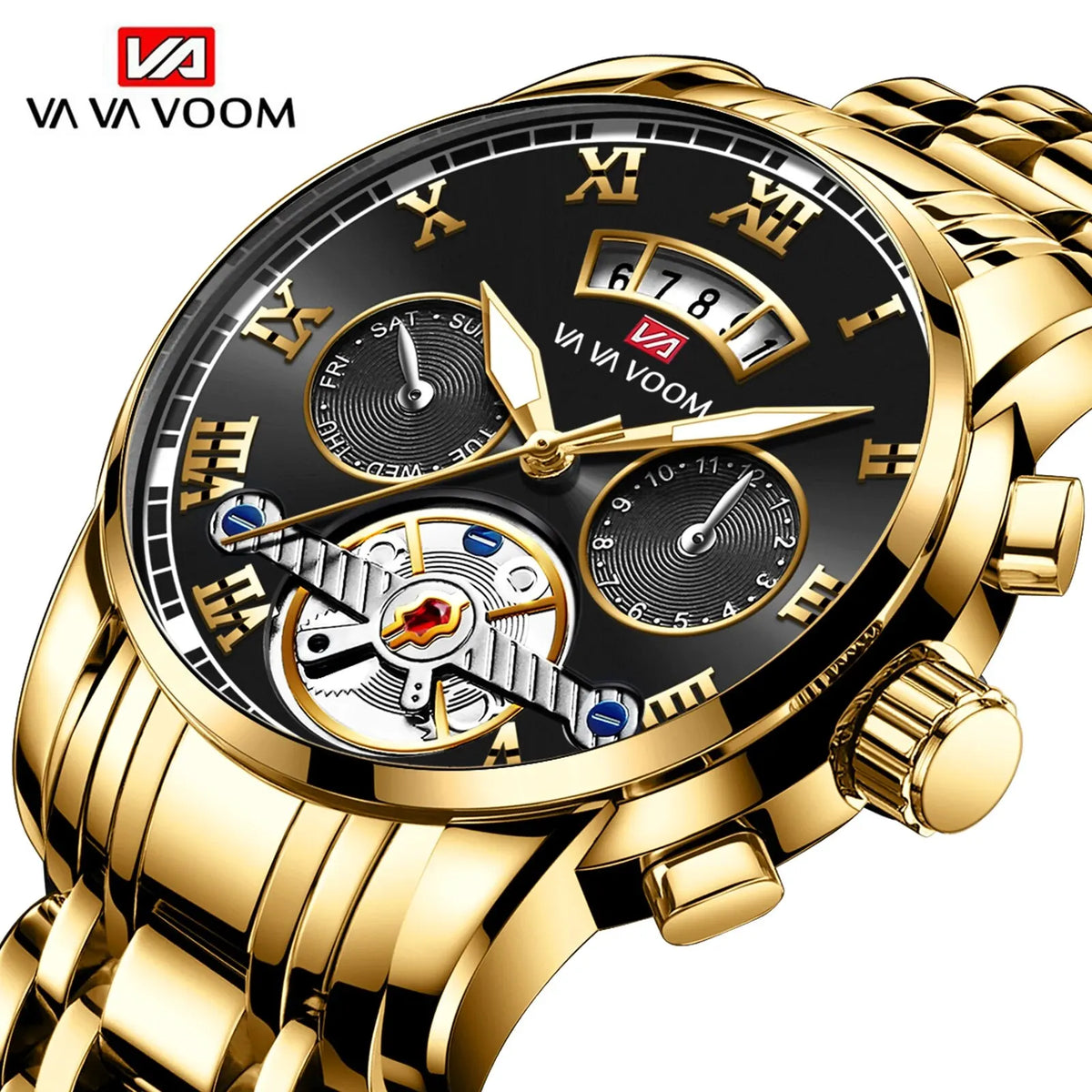 Premium Mens Luxury Watch - Stainless Steel Waterproof Timepiece