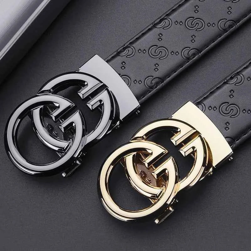 Luxury Mens Leather Belt - Automatic Alloy Buckle
