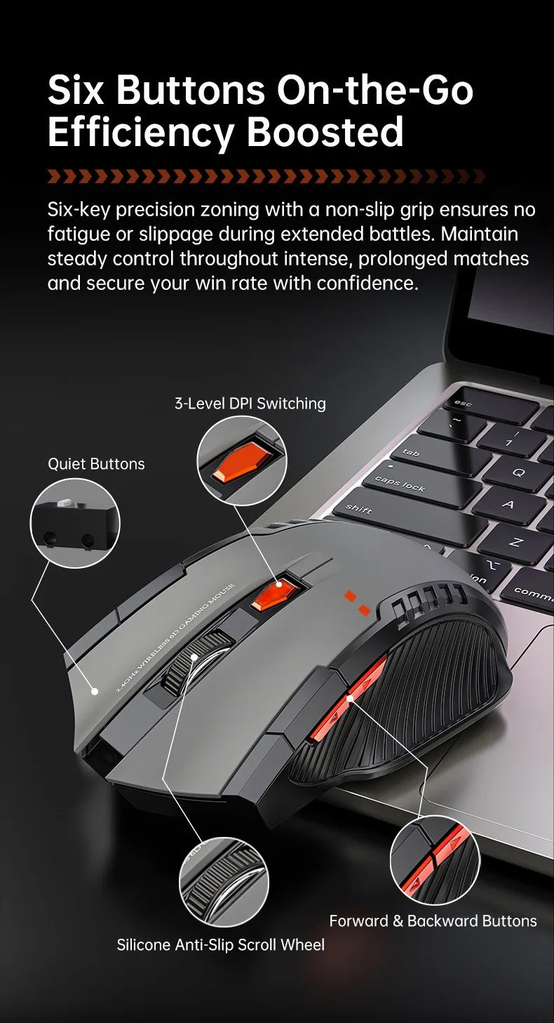 Premium Silent Wireless Mouse - 1600DPI Ergonomic Design