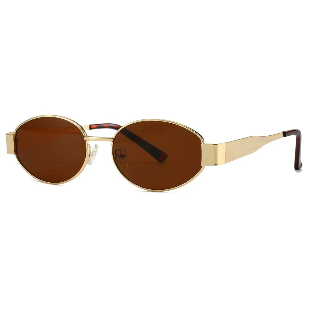Luxury Metal Oval Sunglasses - UV400 Designer Eyewear