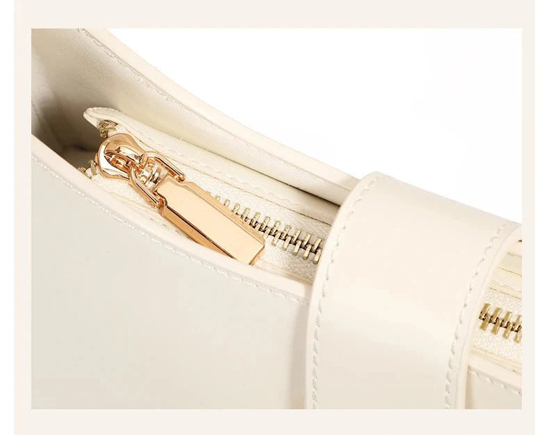 Elegant Crescent Shoulder Bag - Luxury PU Leather