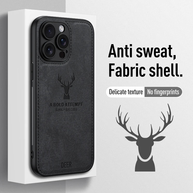 Luxury Leather Deer Head Phone Case - Shockproof Soft Back Cover