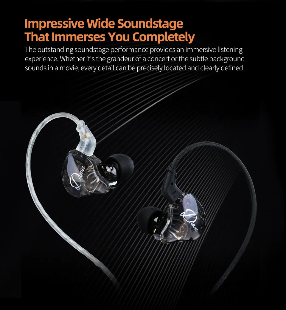 Premium Wired Earphones HiFi Bass - Detachable Cable Earbuds