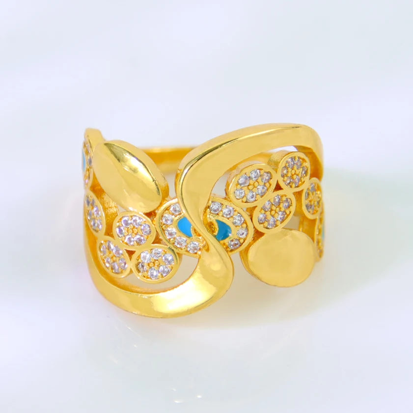 Luxury 21k Gold Plated Italian Zircon Cocktail Ring