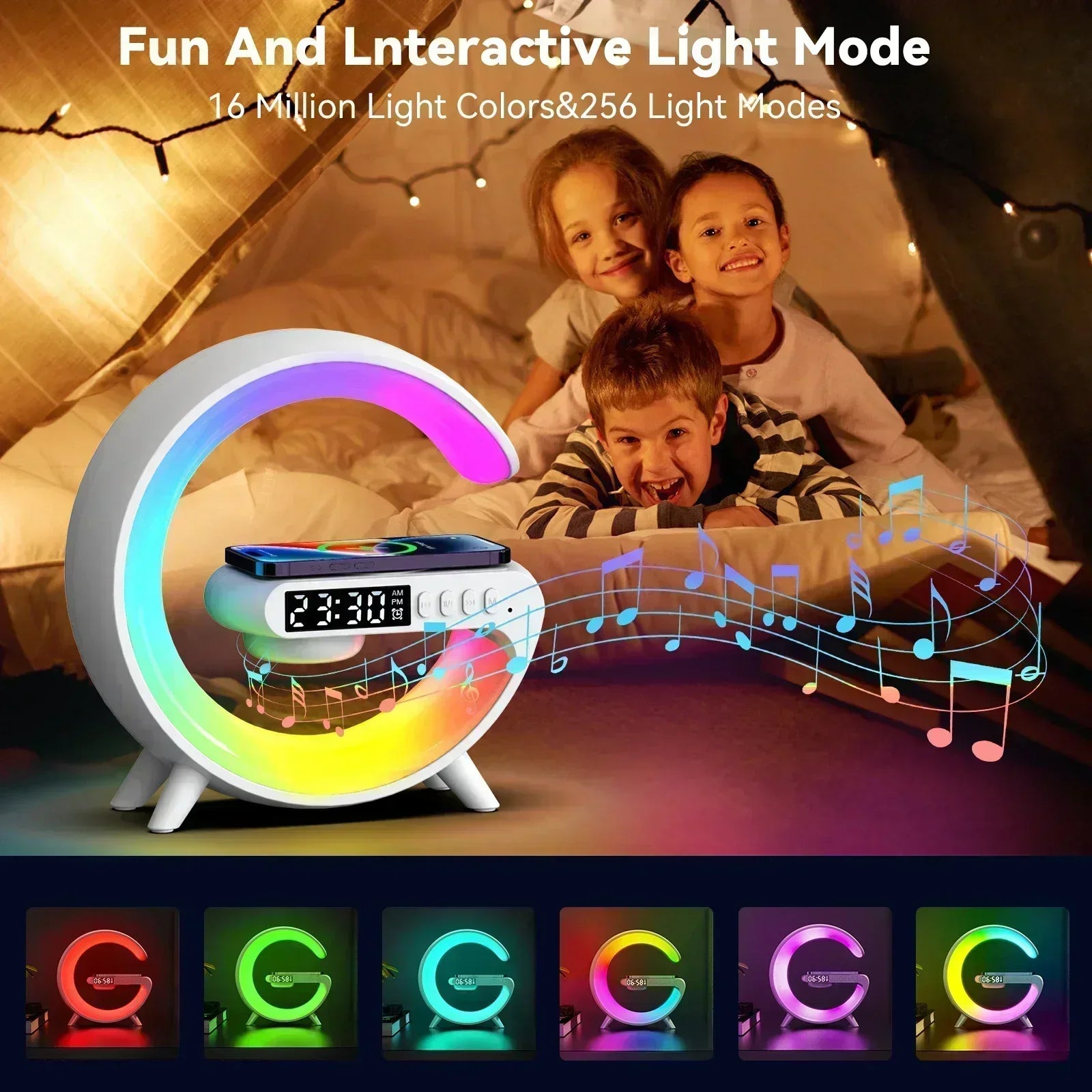 Premium Wireless Charger Desk Lamp with Bluetooth Speaker & RGB Night Light