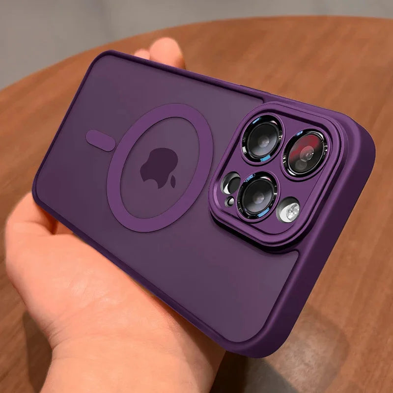 Luxury Magnetic Matte iPhone Case - Translucent Shockproof Armor