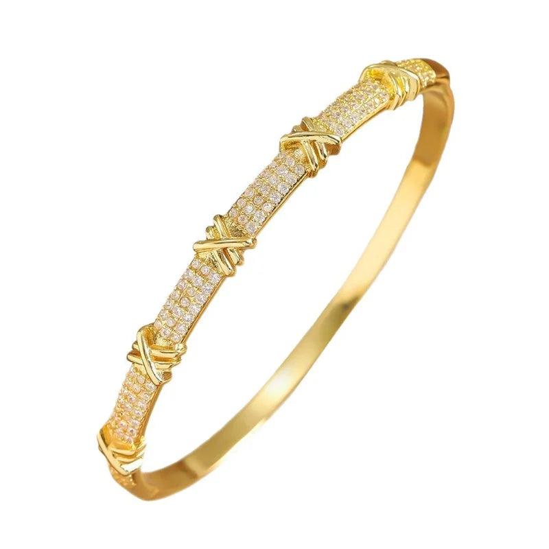 Luxury Cross Charm Bracelet - Pave Zircon Bangle