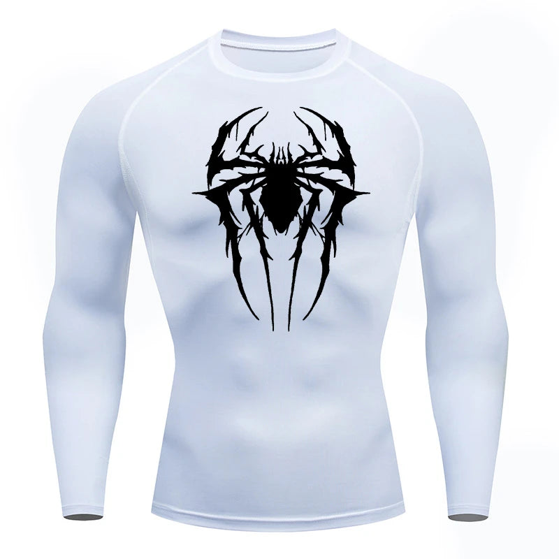 Premium Men's Spider Graphic Compression Shirt - Quick Dry Rash Guard
