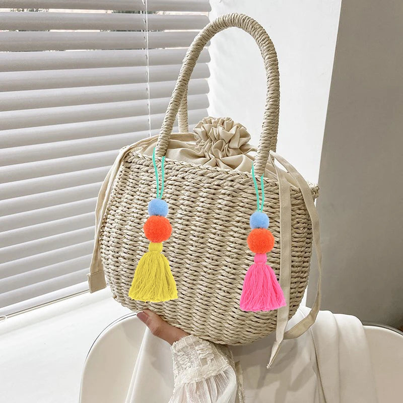 Elegant Straw Clutch - Retro Woven Rattan Bag