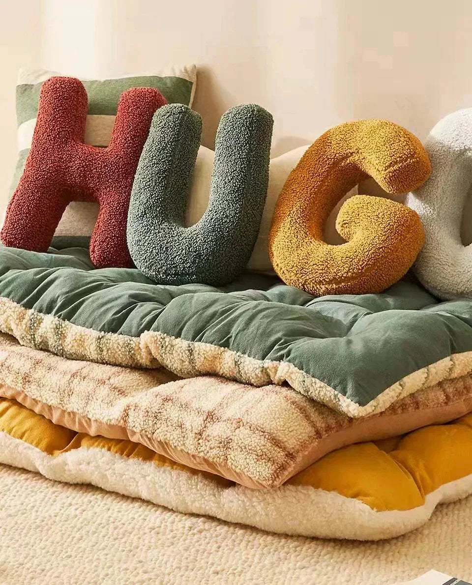 Personalized Alphabet Throw Pillow Soft Cotton Minimalist Monogram Cushion for Sofa Bed Home Decor Gift for Kids and Teens - Tulique