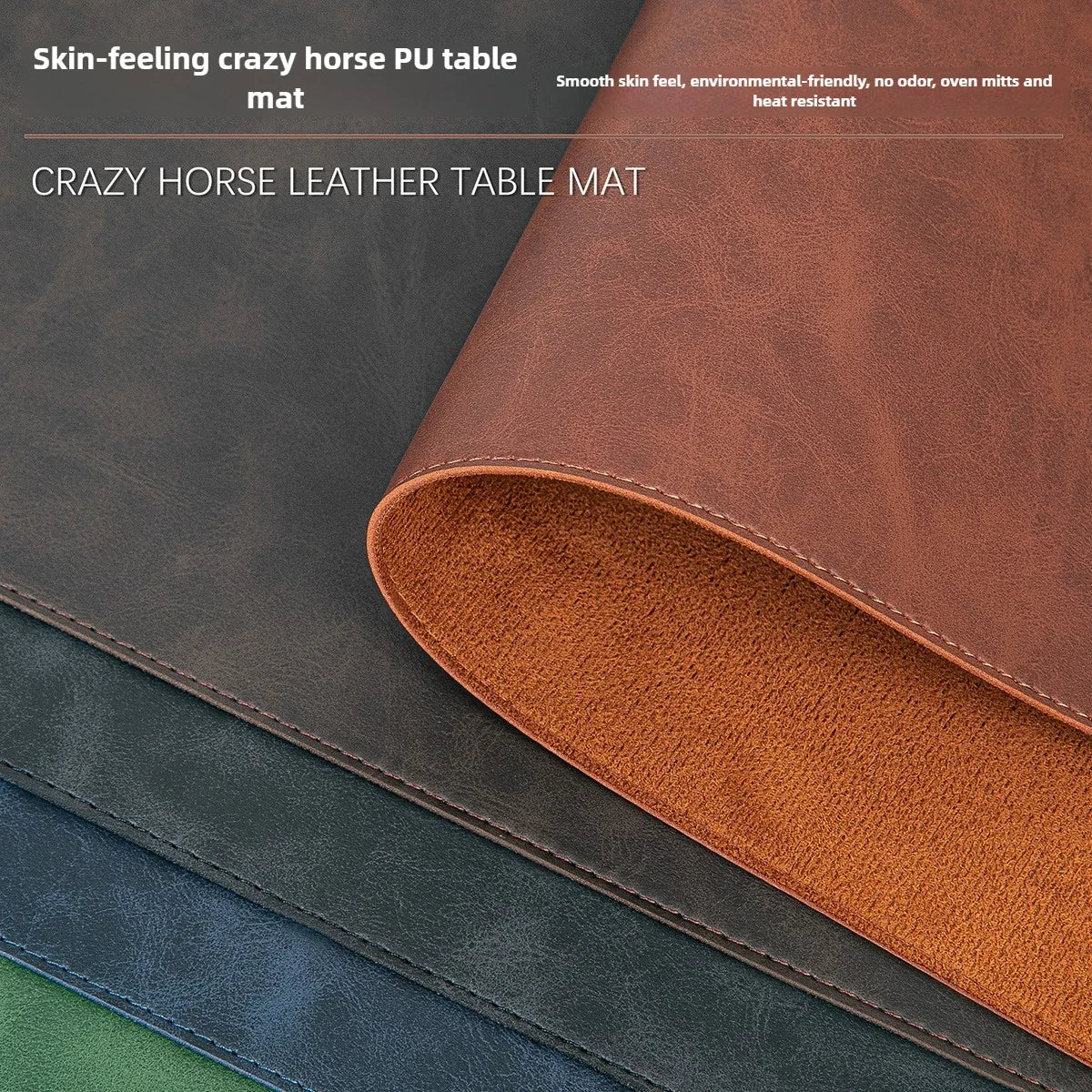 Waterproof Desk Pad - Black PU leather mat protecting a desk with a laptop and mouse