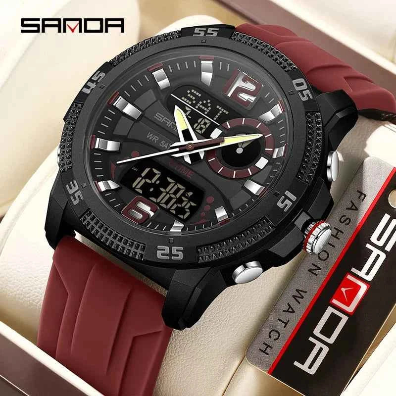Premium Men's Sports Watch - Dual Time LED