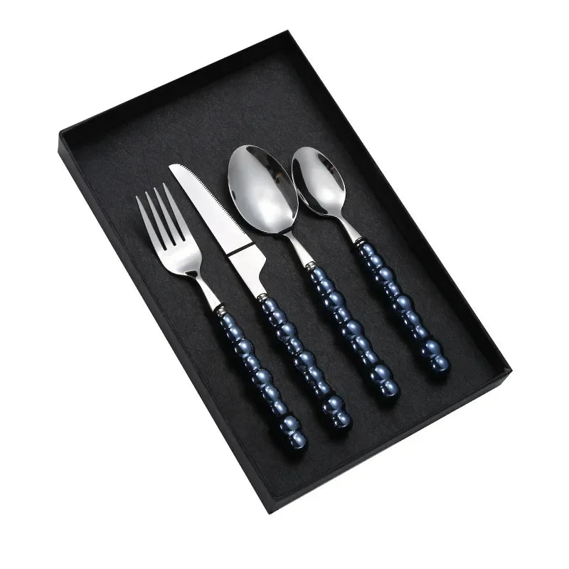 Luxury Pearl Flatware Set - Premium Ceramic Handle Cutlery