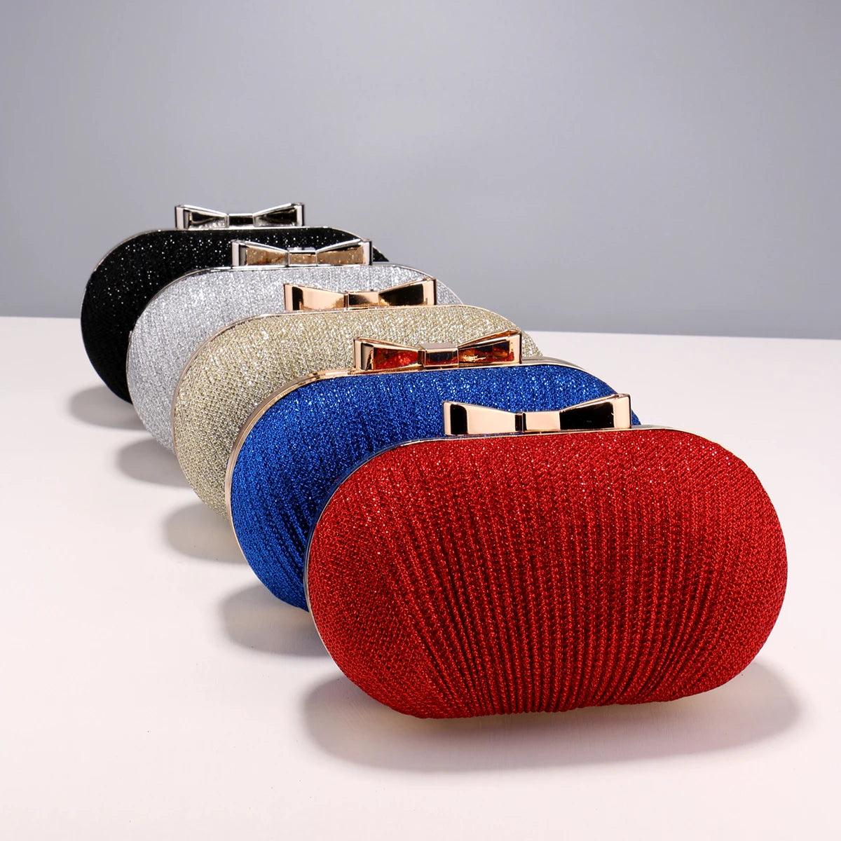 Elegant Women Clutch Bag - Ruched Sequined Evening Handbag