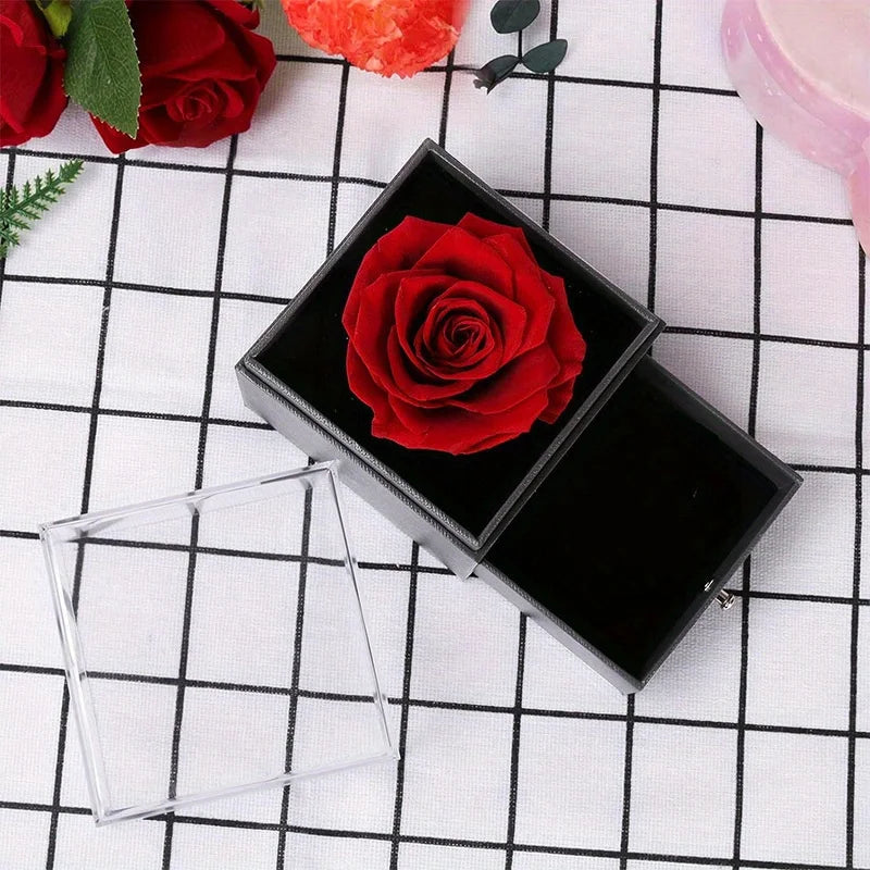 Elegant Permanent Rose Gift Box with Necklace