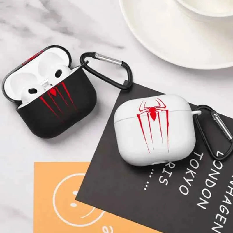 spider airpod case - premium black and white silicone earphone cover for wireless earbuds