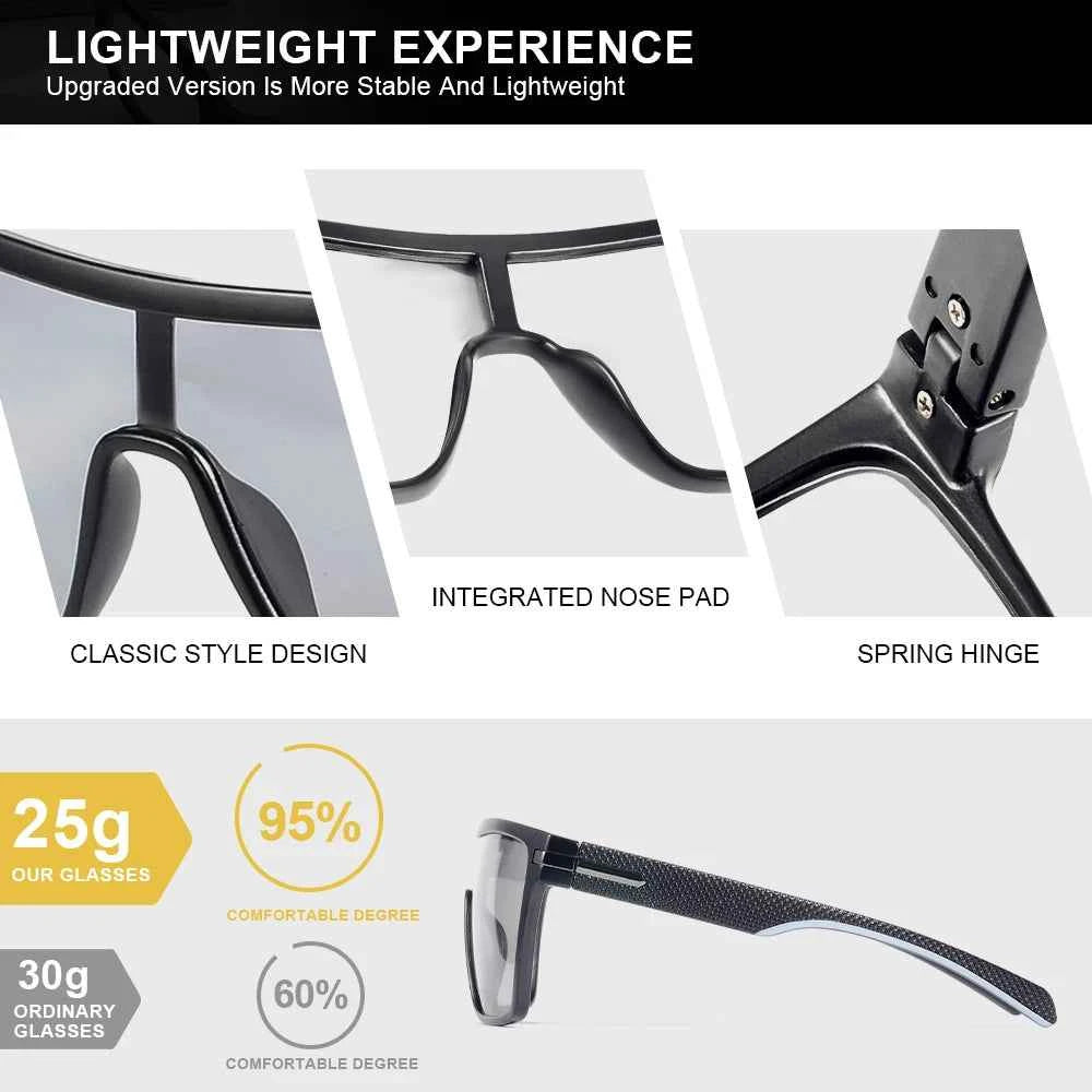 Oversized Photochromic Polarized Sunglasses - UV400 Protection