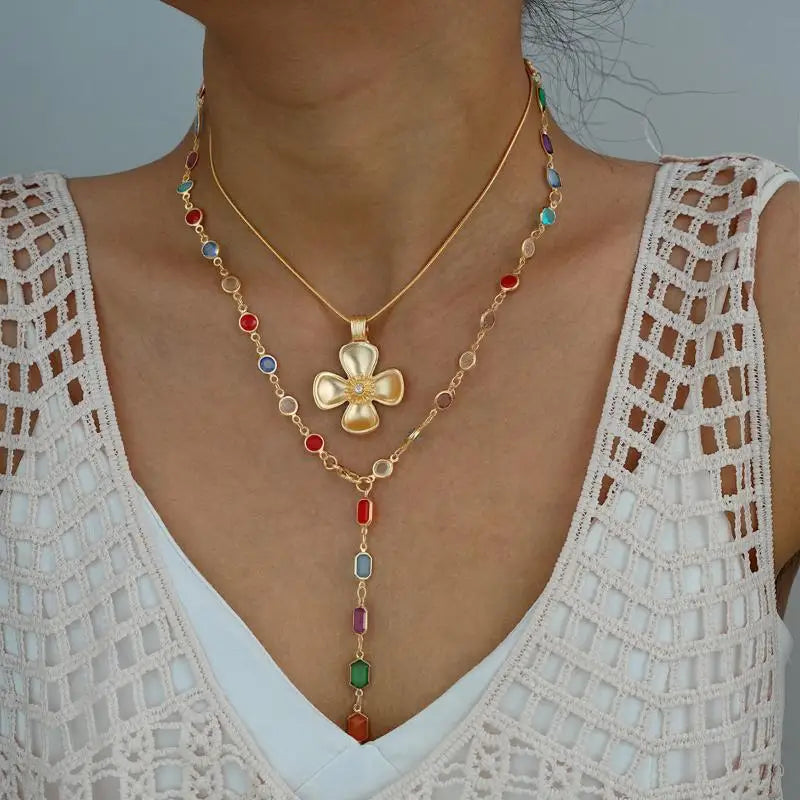 Exquisite Crystal Tassel Necklace - Shiny Rhinestone Choker