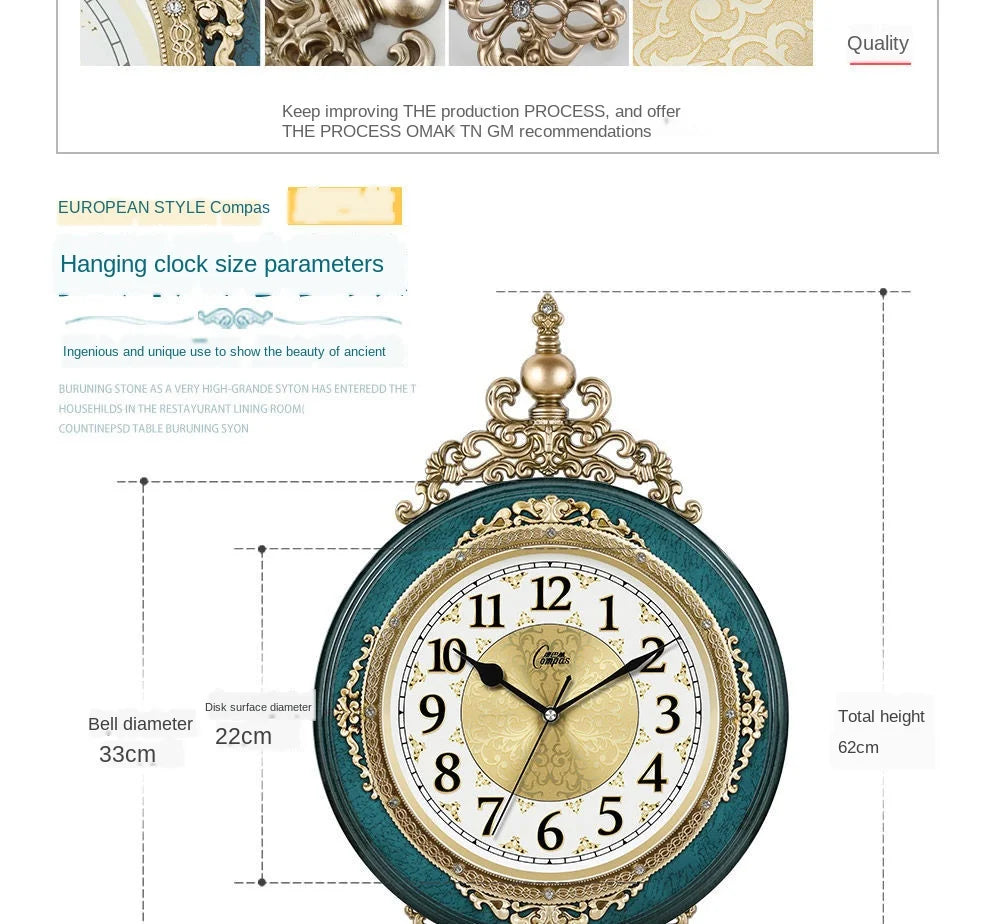 Elegant Retro Wall Clock - Mute Pendulum Design