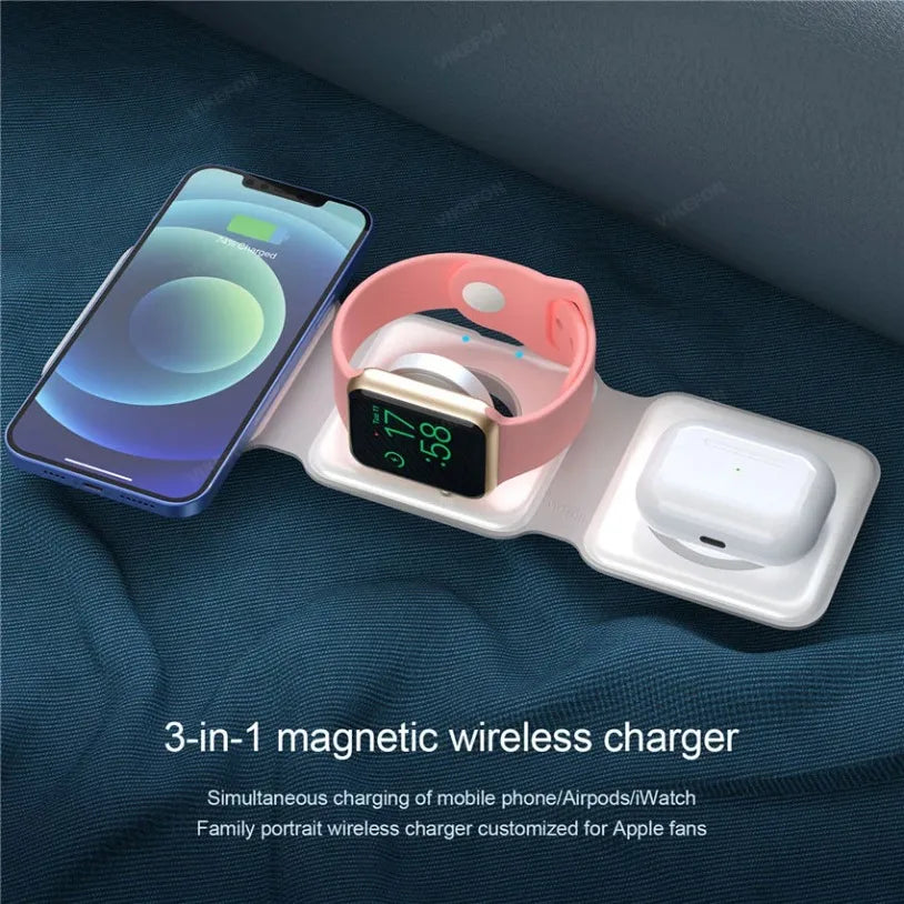 3-in-1 Wireless Charger - Magnetic Fast Charging Pad for Apple Devices