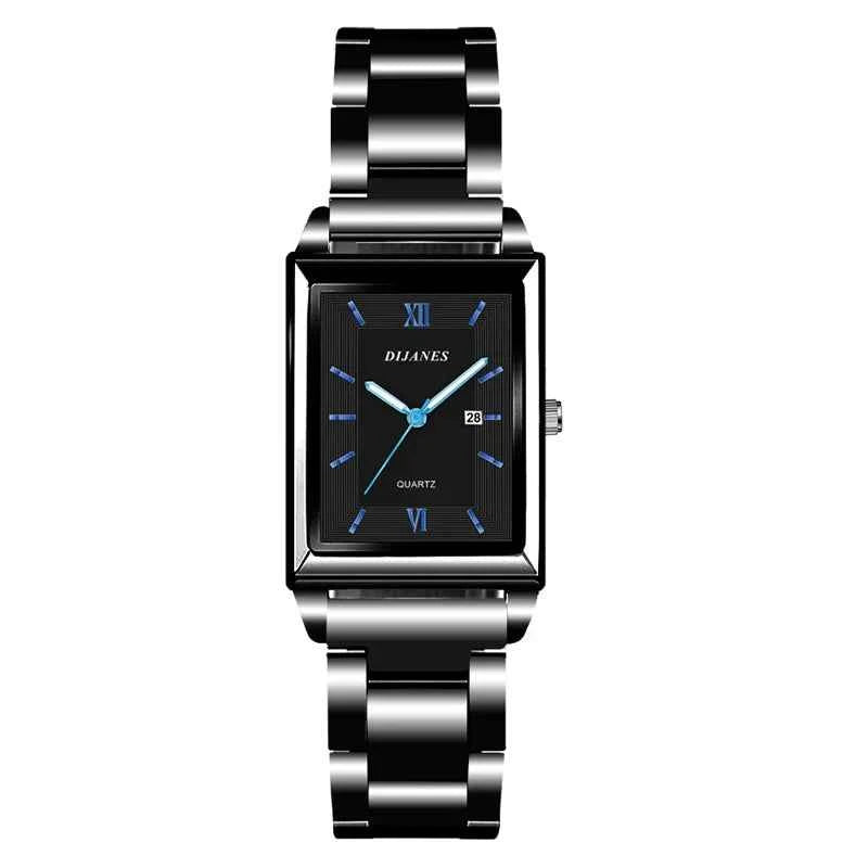 Elegant Men's Rectangle Watch - Stainless Steel Quartz