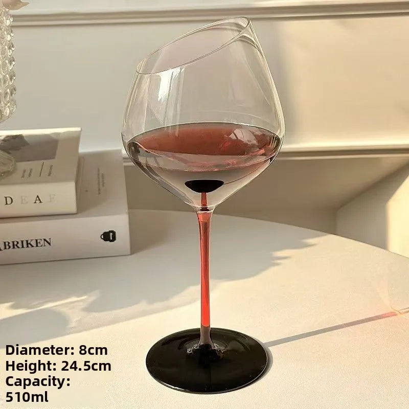 Elegant Burgundy Wine Glasses - Crystal Long Stem Design
