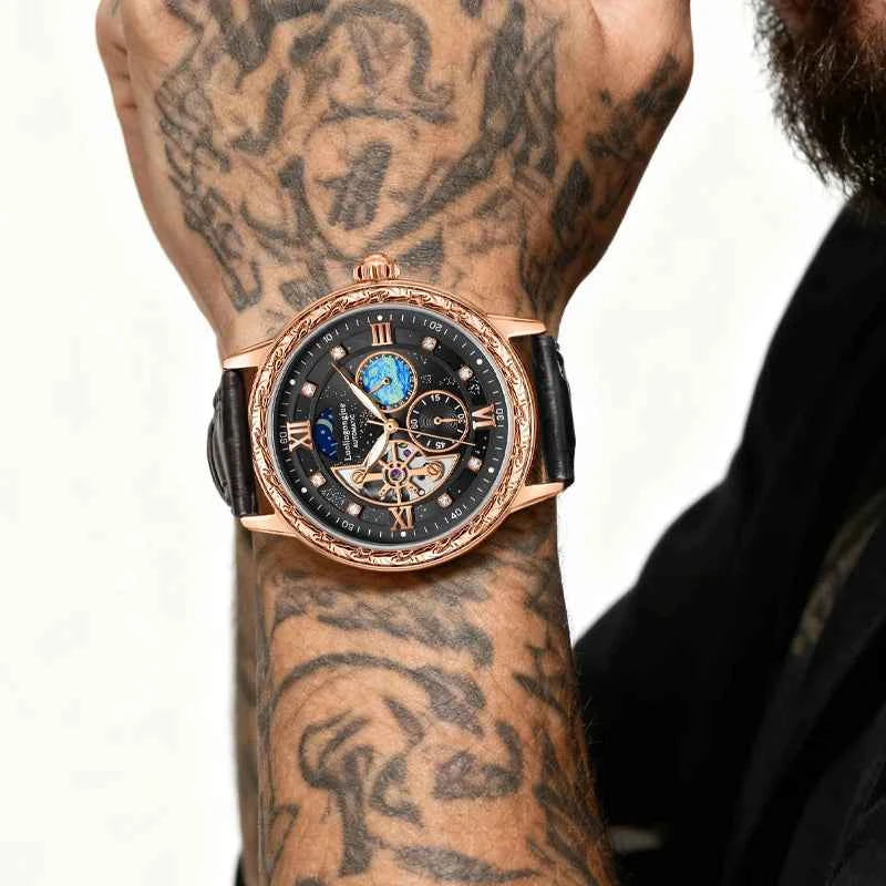 Premium Men's Skeleton Automatic Watch - Stylish & Versatile