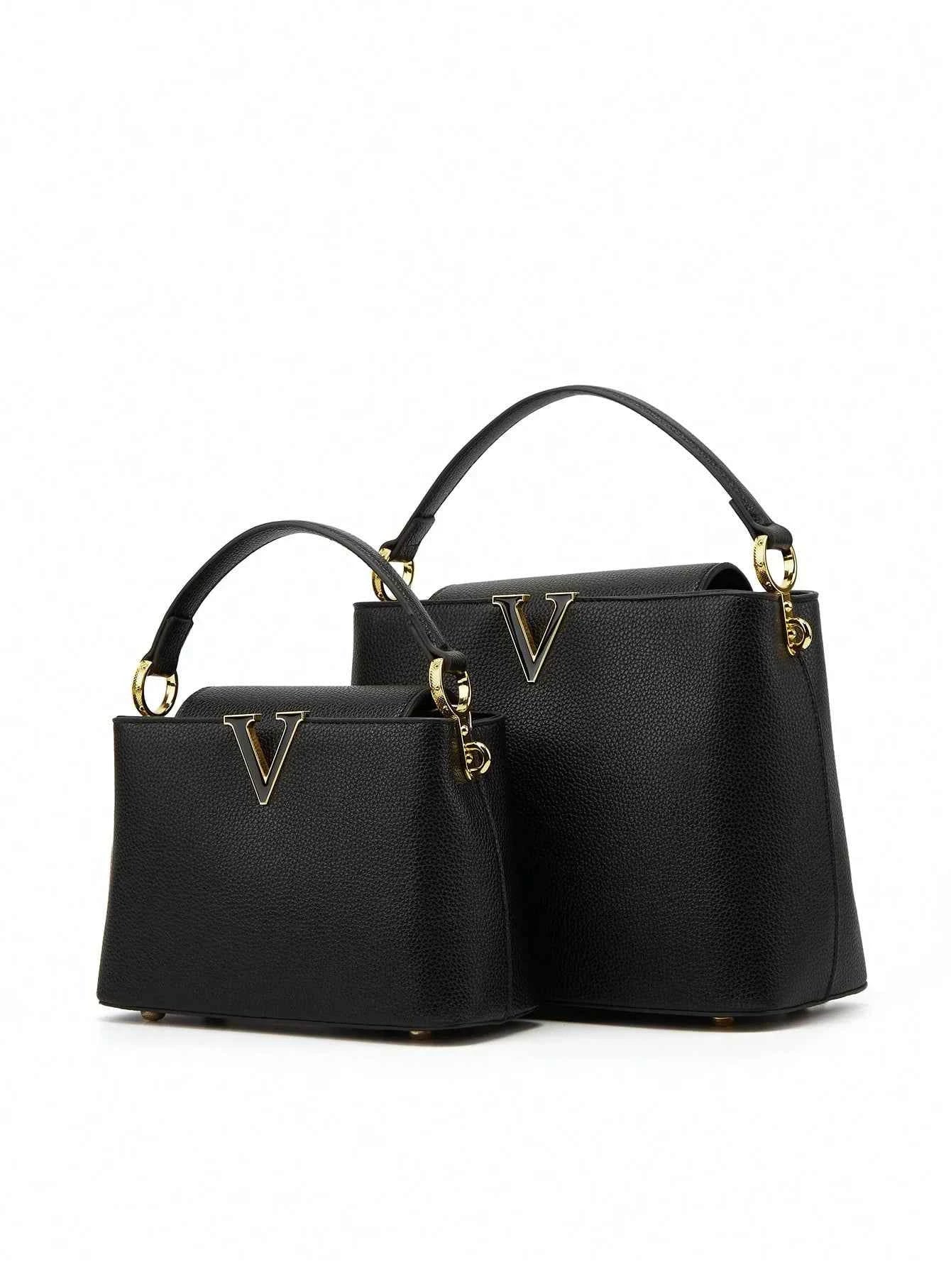 Elegant V-Shaped Bucket Bag - Trendy Women's Small Messenger